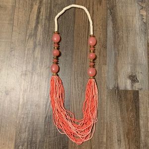 Peach/pink Beaded costume necklace